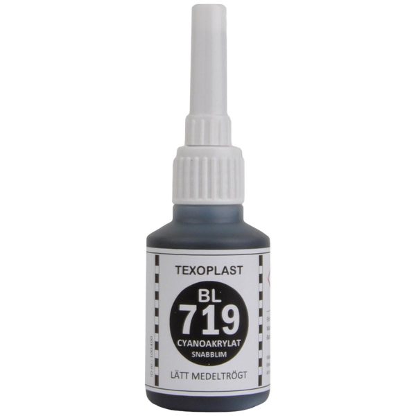TEXOPLAST BL719 är ett snabbhärdande Cyanoakrylatlim som härdar mellan 5-60 sek.